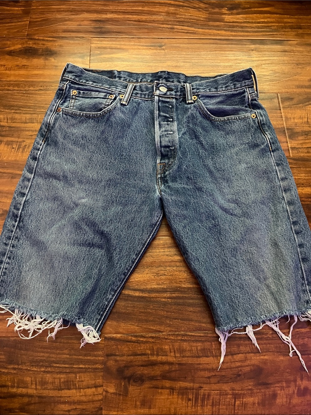 Levi's Blue High-Waist Denim Cutoff Shorts